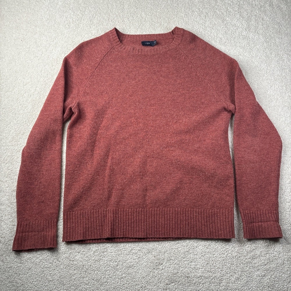 J. Crew Sweater Men's Size Medium Lambswool Burnt Orange Rust Pullover Crewneck